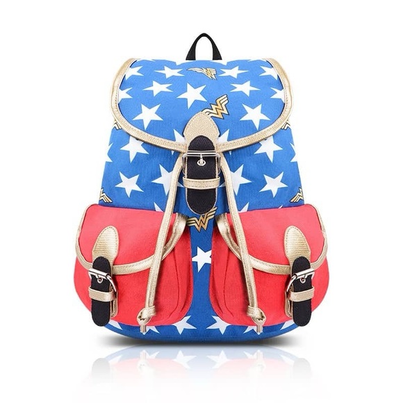 WONDER WOMAN LOGO KNAPSACK BAG BACK PACK - Picture 1 of 5